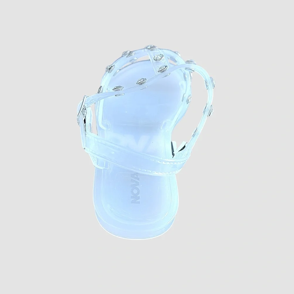 Mini Bling Bling II Flat‎ Sandal Girls White Clear Jelly Gladiator Sparkly Chic